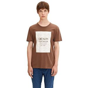 TOM TAILOR Denim Uomini T-shirt met print 1033036, 15037 - Light Wood Brown, L