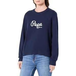 Pepe Jeans Dames W Intarsia Sweater Knitwear, Blauw (Navy), M, Blauw (marine), M