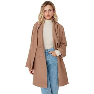 Trendyol Vrouwen Oversized Puffer Revers kraag Geweven Jas, camel, 60