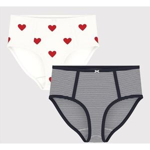 PETIT BATEAU - Set van 2 Hoge Slips - Blauw - Katoen - Bedrukt en Gestreept