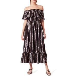 dedica Maxi-jurk voor dames, met allover-print, zwart, M