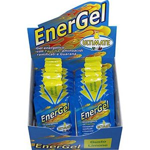 Energel Energetische koolhydraten met Bcaa, Guarana, Taurina - Energie Tascabile A Rapida Assimilation Prima E Durante Sport - Gusto Limone - 24 gel (42g Cad.) - Ultimate Italia