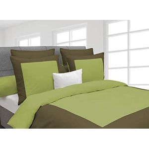 Heckett Lane Lina Duvet Cover, 100% Percal Cotton, Green Oasis/Burnt Olive, 200 x 220 Cm, 1.0 Pieces