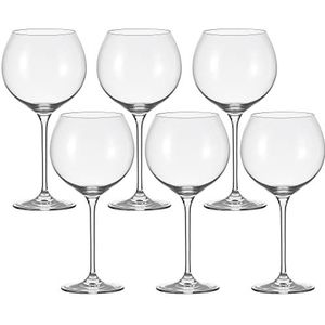 Leonardo Cheers 035389 Bourgondische glazen, set van 6 stuks, vaatwasmachinebestendige rode wijnglazen, wijnglazen met getrokken steel, 750 ml