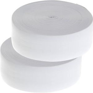 TUKA-i-AKUT 80 Meter x 100 mm Elastische Band voor Naaien, Platte Elastische Rubberen Band Naaien en Huishoudelijk/DIY/Handwerk/Kleding op Maat, 80m lang (2x40m), Wit, TKB5092-white-2X