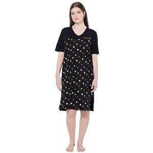Ulla Popken Dames Bigshirt, Flower Rain Nightgown, zwart, 46
