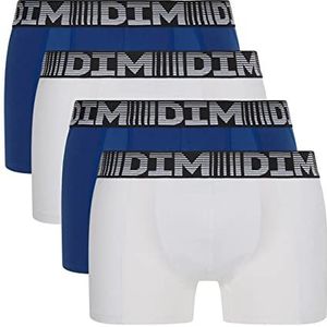 Dim Boxershorts 3D Flex ademend optimale grip katoen heren x4, blauw acier/blanc, 6