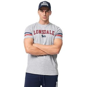 Lonsdale Bunnaglanna T-shirt voor heren, Marl Grey/Navy/Red, S, 117446