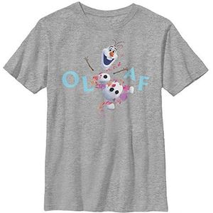 Frozen 2 Olaf Loves Fall Boy's Crew Tee, Athletic Heather, Small, Athletic Heather, S