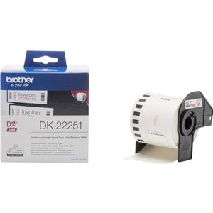 BROTHER DK-22251, Zelfklevende Eindeloze Etiketten (62 mm x 15,24 m, geschikt voor QL-800, QL-810W, QL-820NWB) Rood/Zwart op Wit (papier)