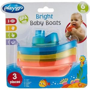 Playgro Badbootjes, 3 stuks, BPA-vrij, vanaf 6 maanden, Bright Baby Boats, blauw/rood/geel, 40146