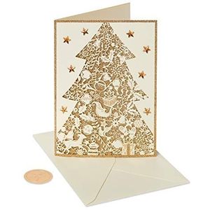 Papyrus Holiday Boxed Cards, Gold Glitter Christmas Tree, 8-Count