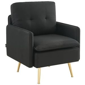 BAÏTA Adam fauteuil in zwarte stof met gouden metalen voet