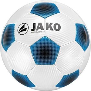 JAKO Classico 3.0 - bal (32 panelen, handgenaaid), wit, blauw en zwart, meerkleurig wit, blauw en zwart, maat: 5