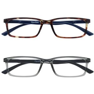 OPULIZE See 2 Stuks Blauw Licht Blokkeert Bril Bruin Grijs Computer Gamen Ontspiegeld Mannen Vrouwen BB9-27 +0,00