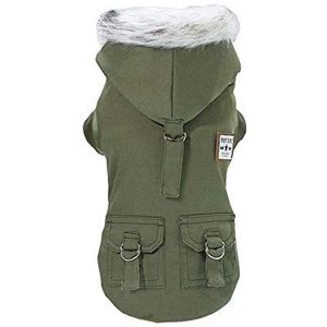 Rdc Pet Hondenkleding verdikte jas hoodies werkkleding hond militair uniform leger pullover katoenen jas voor kleine honden en middelgrote katten (groen, S)