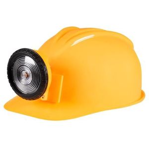 Boland 01414 - Bouwvakker-helm met licht, geel-zwart, voor volwassenen, verstelbare maat, bouwplaats, kostuum, carnaval, themafeest