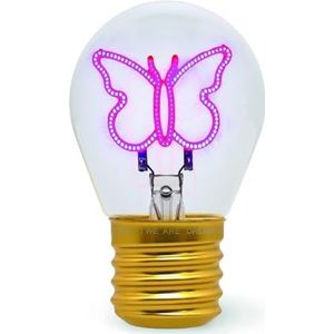 Legami - Tafellamp in gloeilampvorm, oplaadbaar met USB-kabel, draadloos, Bulb Fiction, thema vlinder, 6,8 x 10,3 cm