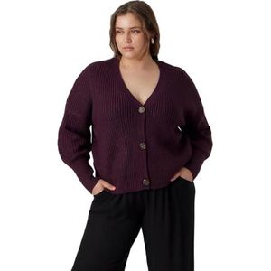 VERO MODA CURVE Vmlea Ls V-hals manchet cardigan Noos Cur gebreide jas, Winetasting, 52/54/Grote Maten