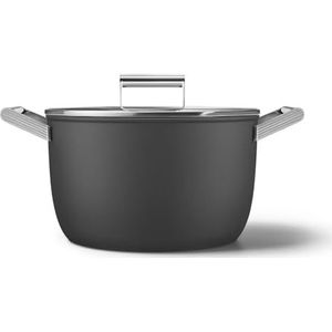 Smeg CKFC2611BLM Braadpan 26cm en Deksel Zwart, Non-Stick, Aluminium, Gepatenteerde Basis