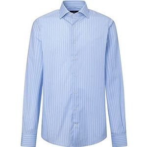 Hackett London Micro Fine Stripe Shirt voor heren, Wit/Hemel, 36