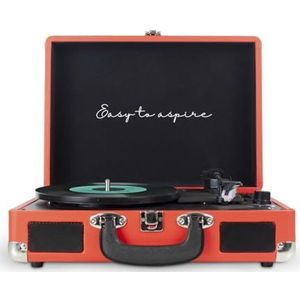 Prixon VC400 platenspeler, vinyl, platinum speler en muziekspeler, vintage, Bluetooth en USB, 2 geïntegreerde luidsprekers, design van een koffer, kleur rood