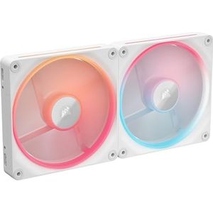 CORSAIR iCUE LINK LX140-R RGB 140 mm PWM-Reverse-Fansstarterskit – Dubbel Pakket – Laag Geluid, Magnetic Dome-Lager, Twee Verlichtingslussen, CORSAIR QuikTurn™-Schroeven, Zero RPM-Modus – Wit