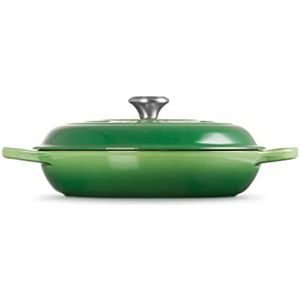 Le Creuset Signature geëmailleerde gietijzeren ondiepe braadpan met deksel, 30 cm, 3,2 liter, Bamboo, 21180304082430