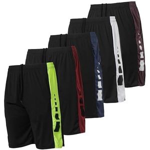 5-pack: Dry-Fit zweetbestendige actieve atletische prestatiesshorts voor heren, Meerkleurig, XL