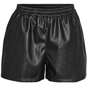 NOISY MAY Women's Coated Hot Pants PU Shorts Leather Look Coated Short Fabric NMANDY, Colour:Black, Size:L