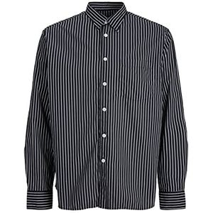JACK & JONES JORBILL Oversized Shirt LS CBO hemd, zwart/strepen, S, zwart/stripes:/, S