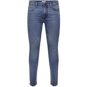 ONLY & SONS Mannen Skinny Fit Jeans ONSWARP MID. Blue VD, blauw (medium blue denim), 33W / 34L