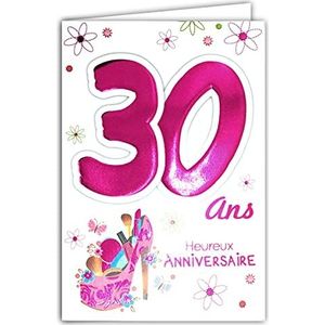 Age Mv 69-2029 verjaardagskaart, 30 jaar, dames, motief Belle Femin, schoonheid, make-up, schoen, met hak