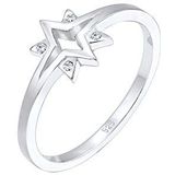 Elli Vrouwen 925 sterling zilveren Xilion gesneden kristallen ster ring, 56, Sterling Zilver, Kristal