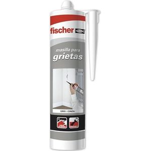 FISCHER, Grijze acrylplamuurmassa voor scheurvulling, reparaties binnenshuis, overschilderbaar, afwasbaar met water, hoge hechting voor verschillende materialen en eenvoudig gebruik, 300 ml
