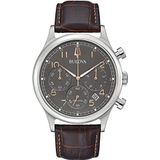 Bulova Analoog kwartshorloge voor heren met leren armband 96B356, bruin, Riemen.