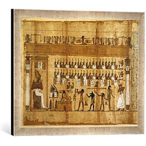 Ingelijste foto van Egyptisch schilderij ""Jensheidsrecht/ögypt.Papyrus"", kunstdruk in hoogwaardige handgemaakte fotolijst, 60x40 cm, zilver raya