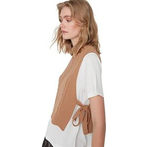 TRENDYOL Dames Side Baglama Detailed Knitwear Sweater, Camel, M, camel, M