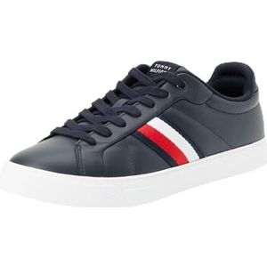 Tommy Hilfiger Heren ICON Court LTH Stripes (FM0FM05163) lage top Sneaker, blauw (Desert Sky), 9 UK, Blauwe Woestijnhemel, 9