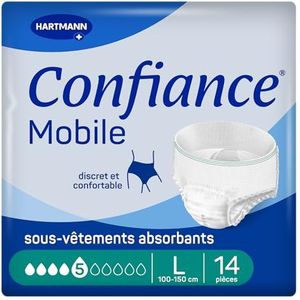 Confiance Mobiel - Absorberende slips voor mannen en vrouwen - absorptieniveau = 5 druppels (gemiddelde urineweg) - discreet en effectief - pH-huidneutraal - maat L - 14 stuks