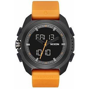 Nixon Unisex Digitaal Japans automatisch uurwerk horloge met polycarbonaat armband A1267-5090-00, Zwart/Saffron