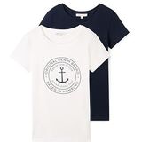 Tom Tailor Denim - T-shirt - Sky captain blue - Duo-pack met logo-print