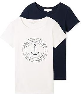 Tom Tailor Denim - T-shirt - Sky captain blue - Duo-pack met logo-print