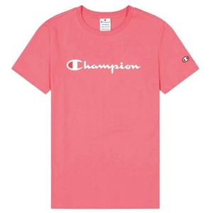 Champion Legacy American Classics W-Light Cotton Jersey S-s Regular Crewneck T-shirt voor dames, Neon Roze, S