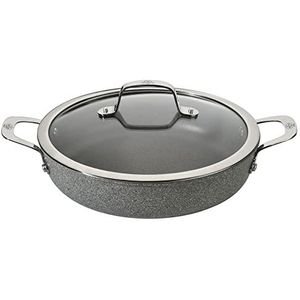 BALLARINI Pan met antiaanbaklaag, geschikt voor inductie, met temperatuurregeling, 28 cm, aluminium, Ferrara-granitium