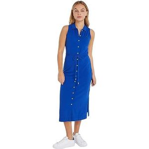 Tommy Hilfiger SLM COLLR DTAIL MIDI Polo DRS NS Fit & Flare Jurken, Ultra Blue, M, Ultra Blauw, M