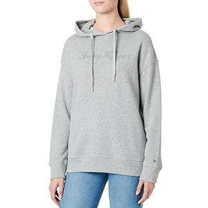 Tommy Hilfiger Dames Rlxd Long High Shine Emb Hoodie Trui, Lichtgrijs Heide, XL, lichtgrijs Hei, XL