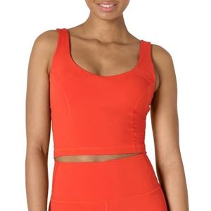 Amazon Essentials Active FormFlex boterzachte lichte ondersteuning crop tank met beha voor dames, Rood, M