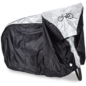 Relaxdays fietshoes voor 1 fiets, HBD: 110 x 190 x 70 cm, fietsbeschermhoes, inclusief draagtas, kunststof, zwart/zilver
