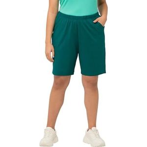 Ulla Popken - Jersey Shorts - Groen - Dames - Grote Maten - Zakken - Elastische Tailleband